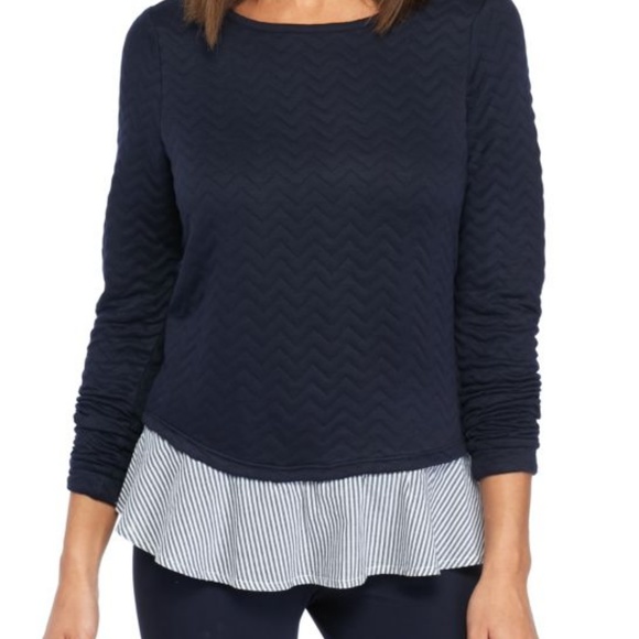 crown & ivy Tops - NWT Crown & Ivy Chevron 2fer Shirt Tail Sweatshirt